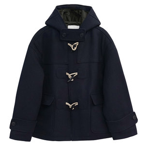 
Woolen coat men's short casual Korean style British style winter quilted thickened windbreaker horn button woolen coat