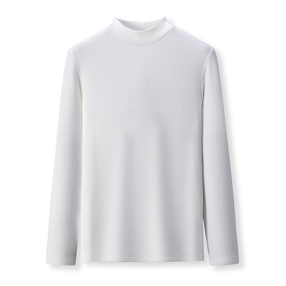 
Authentic Italian German velvet long-sleeved T-shirt for men in spring and autumn half turtleneck double-sided velvet inner with slim bottoming shirt top