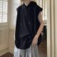 300斤特大码华夫格健身背心男女夏连帽运动无袖t恤潮流宽松坎肩潮