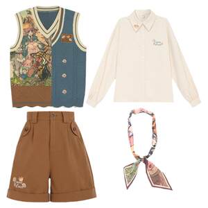 
Maillard tribe dresses retro style shirt knitted vest vest suit for women autumn and winter layered sweater