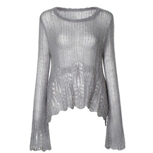 
Mohair sweater women's hollow thin new style popular 2026 tops, coats, seahorse sweaters, autumn Internet celebrities