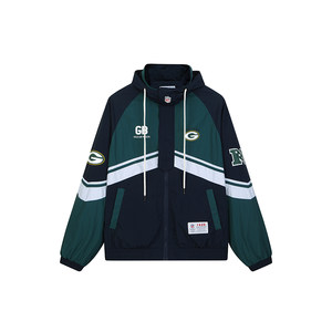 
NFL Super Bowl Packers team jacket American retro sports quick-drying stitching contrasting color hooded windbreaker