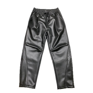 
2026 Winter Velvet Thickened PU Leather Pants Men's Loose Leg Harem Pants Fashionable and Versatile Cycling Warm Casual Pants