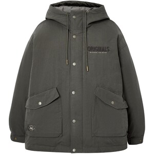 
Jack Jones Men's Winter Down Jacket Profile Drawstring Hooded Textured Fabric Embroidered Letters Offset Jacket