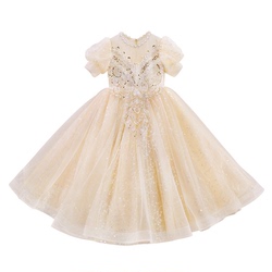 Children's Dress Princess Dress High-end Girls Piano Costume Foreign Style Little Girl Birthday Flower Girl Wedding White Gauze Dress