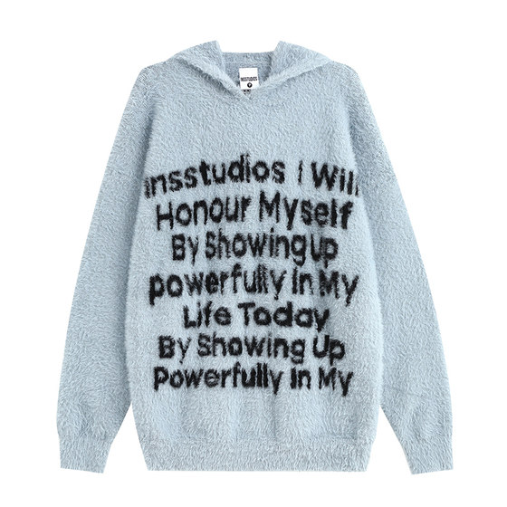 Insstudios national tide brand couple American letters logo jerky sweater horses Hai Hai hooded sweater man
