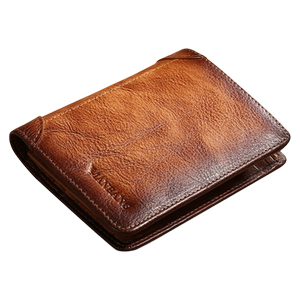 Man Bang Men's Wallet Men's Genuine Leather Anti Theft Brush Dad's Ultra Thin Retro Head Layer Cowhide Short Men's Wallet
