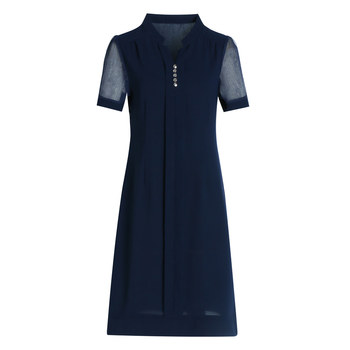 Middle -aged mother summer chiffon short -sleeved dress
