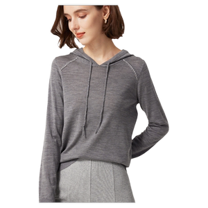 
2026 New Long Sleeve Sweater Thin Women's Spring Clothing 100% Pure Wool Sweater Casual Knitted Bottoming Sweater Hooded Sweatshirt