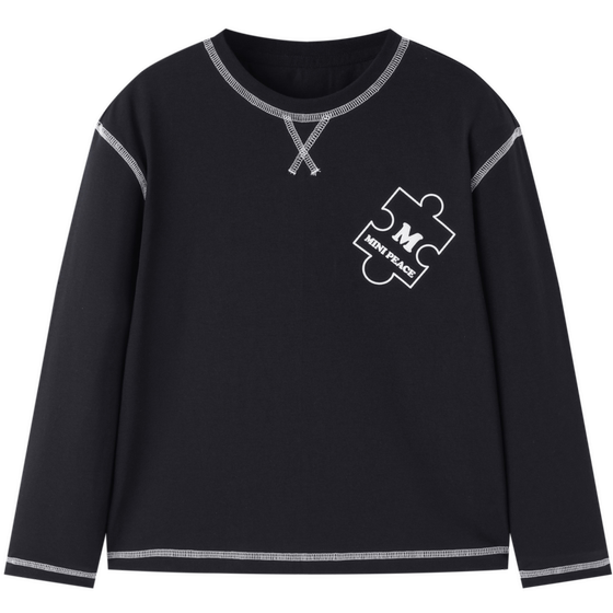 
[Anti-bacterial and environmental protection] MINIPEACE Peacebird Children's Clothing Boys' Bright Line Long Sleeve T-shirt Children's Base Shirt Autumn Clothing