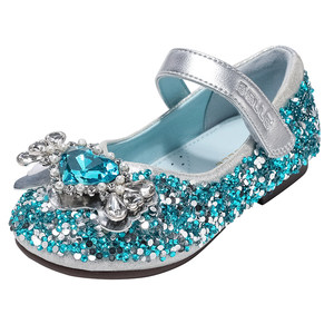 
Belle Children's Shoes Girls' Leather Shoes 2025 Autumn New Crystal Flash Diamond Princess Shoes Soft Sole Anti-Slip Little Girl Single Shoes