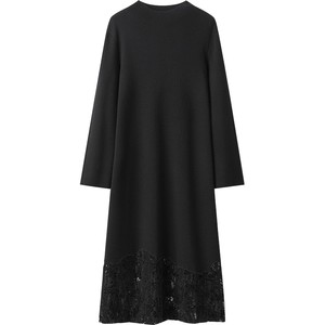 
[Boole]Bo Mall same high-waist dress 24 new winter lace splicing skirt BDR4LD3435