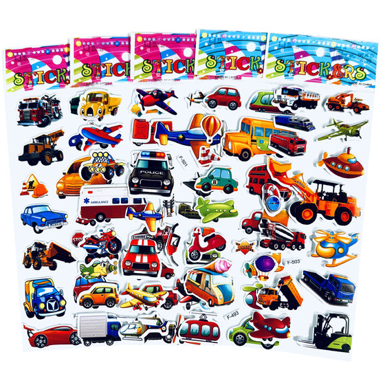 
Excavator three-dimensional engineering car small car stickers kindergarten reward stickers transportation bubble stickers