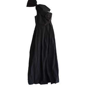 
American DK elegant black swan bow one-shoulder design high-waisted long tutu skirt dress