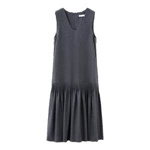 Ruishi Rui Shi Handmade Tucker pleated wool mixed Vedic sleeveless vest skirt A -shaped thin dress female winter

