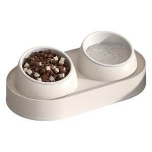 
Cat bowl ceramic cat food bowl pet double bowl slant mouth drinking water food bowl water bowl integrated kitten rice bowl dog bowl anti-tip