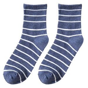 6 Double -striped socks Child socks in Spring and Summer INS tide wearing spring and autumn pure cotton blue Japanese male students

