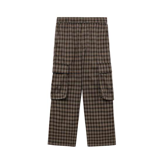 
BEAMS men's plaid overalls 2025 winter new trendy retro plaid wide-leg pants 240325XP