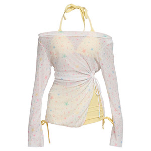 
Swimsuit for women in hot springs 2026 new long-sleeved seaside vacation three-piece split pure lust sexy swimsuit bikini