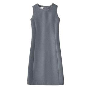 Woolen vest skirt Autumn and winter 2025 new slim mid-length A-line dress with thick round neck versatile vest skirt