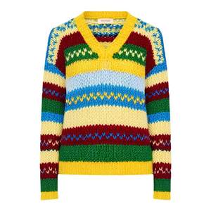 
CLOUDSEASON striped mid-color sweater Spring and Autumn 2025 new small lazy style striped thick top