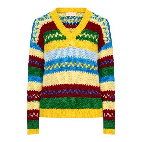 
CLOUDSEASON striped mid-color sweater Spring and Autumn 2025 new small lazy style striped thick top