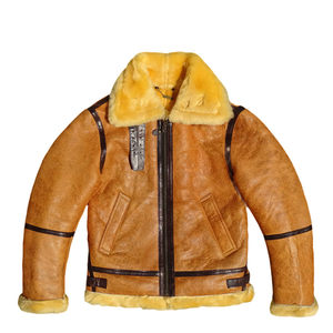 
Rare beeswax caramel first-layer sheepskin all-in-one genuine leather jacket for men and women B6 flight suit to keep warm and keep out the cold