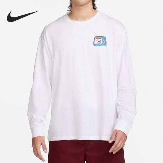 Nike/耐克新款男士运动休闲针织圆领长袖T恤FQ3714-100