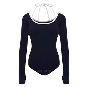 AMLLIVE Korean version of high -level sensor triangle chain long -sleeved swimsuit ladies conservative pure desire sexy hot spring vacation
