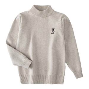 Cotton sweater for boys and girls in the baby medium-sized children's round neck solid color sweater plus velvet thickened children's pullover base shirt