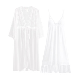 
Fenten pajamas for women in spring and autumn with chest pad suspender nightgown for women ladies sexy large size home nightgown two-piece set