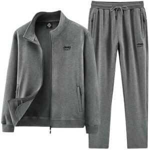 Jeep Spring and Autumn Cotton Sports Set Men's Winter Elderly Dad Casual Sports Clothing with Velvet Thick Set