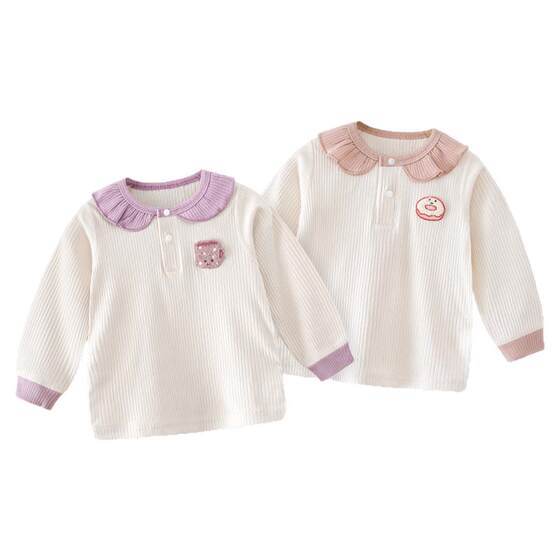 
Baby girl long-sleeved T-shirt spring new style children's bottoming shirt baby boys and girls versatile tops fashionable spring and autumn