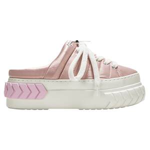 
Ni Hongjie's same style both women's color matching lace-up half-cap toe one-leg thick-soled tire slippers women's winter shoes