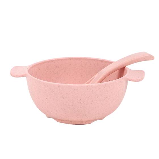 
Wheat straw children's double ear bowl baby baby fall anti-fall cartoon cute heat insulation and anti-scalding children's meal supplementary food bowl