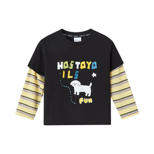 
Royal Tongyuan Boys' Printed Fake Two-Piece Long-Sleeved T-Shirt Spring 2026 New Children's Round Neck Top Trendy