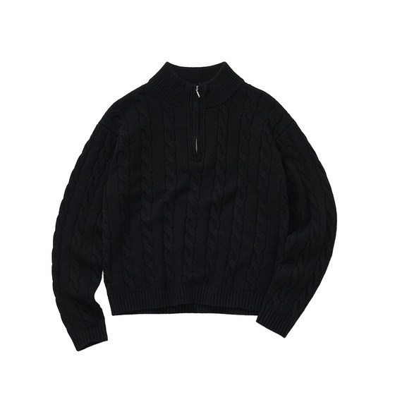
714street autumn and winter wool cashmere blended crimp pattern half zipper sweater men 2025 couple knitted sweater