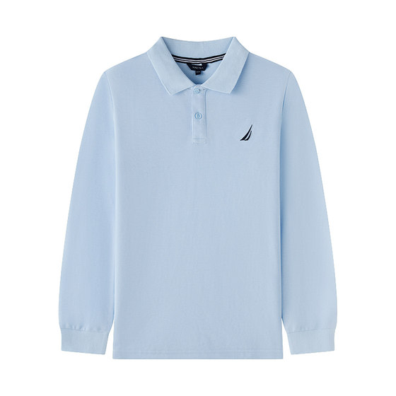 
[College Classic] NAUTICA Boys Pearl Mesh Long Sleeve POLO Shirt Spring and Autumn Four Seasons Children's T-shirt Top