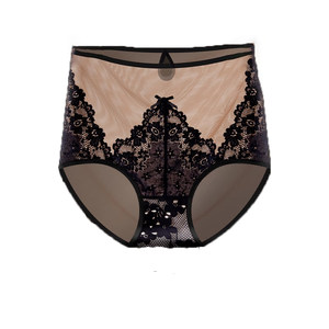 Lace mesh pants female high waist high waist abdomen 5A antibacterial pure cotton crotch pure desire ultra -thin sexy buttocks briefs new
