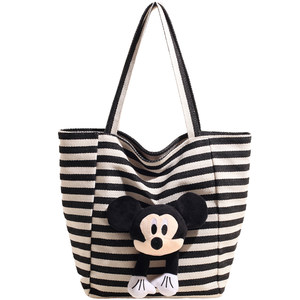 Large -capacity Tot Bag Female Fashion Striped Canvas Bags Mei Mickey Shoulder Pack Mommy Babes Mother Baby Mother and Baby Makes Light
