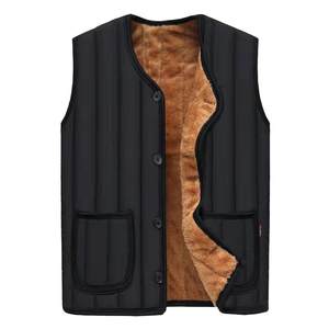 Middle -aged dad autumn and winter vest with velvet plus thickened warm cotton folder middle elderly men's men's shoulder men's vest