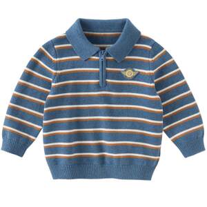 
David Bella children's sweater pullover 2026 spring and autumn boys striped cotton knitted long-sleeved top polo collar