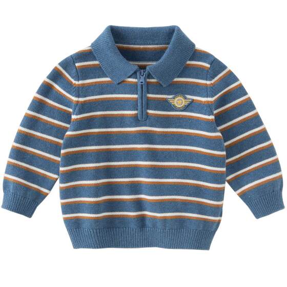 
David Bella children's sweater pullover 2026 spring and autumn boys striped cotton knitted long-sleeved top polo collar