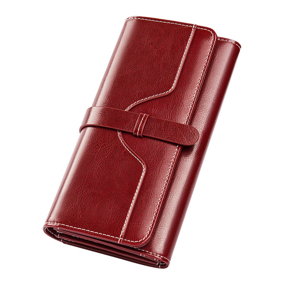 
Women's wallet women's long 2025 new genuine fashion trendy retro large capacity genuine leather clutch to hold on mobile phone