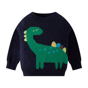 
Children's sweater in spring and winter Korean new style cartoon baby warm dinosaur boy pullover round neck sweater long sleeves
