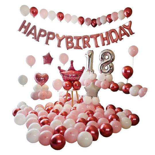 Palloncini 18 Anni Compleanno, 8 Pezzi A Forma Di Cuore Rosa Con Scritta '18 Buon Compleanno' Per Festa Ragazza - 4