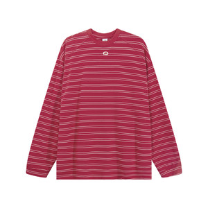 
Expect Studio American lazy style red striped long-sleeved T-shirt for men and women loose casual versatile pullover sweatshirt
