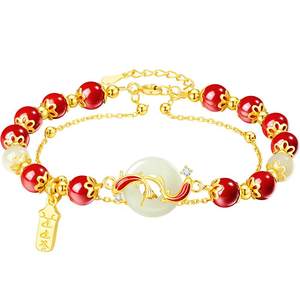 
China Gold Central Chuang Koi Bracelet Women's Safety Buckle Cinnabar Bracelet Authentic Birthday Gift for Girlfriend S925
