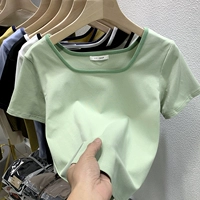 Tide, летняя футболка, небольшой дизайнерский короткий топ, квадратный вырез, тренд сезона, подходит для подростков