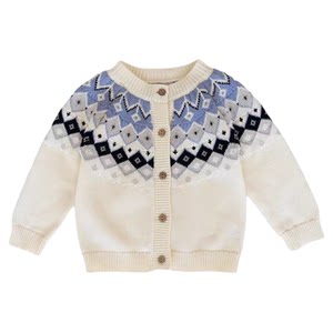 
Baby autumn and winter pure cotton sweater UK Fair Island cardigan jacket boys and girls knitted sweaters cotton Class A export